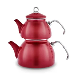 Karaca Loreto Emaille-Teekannen-Set – Rot Hot