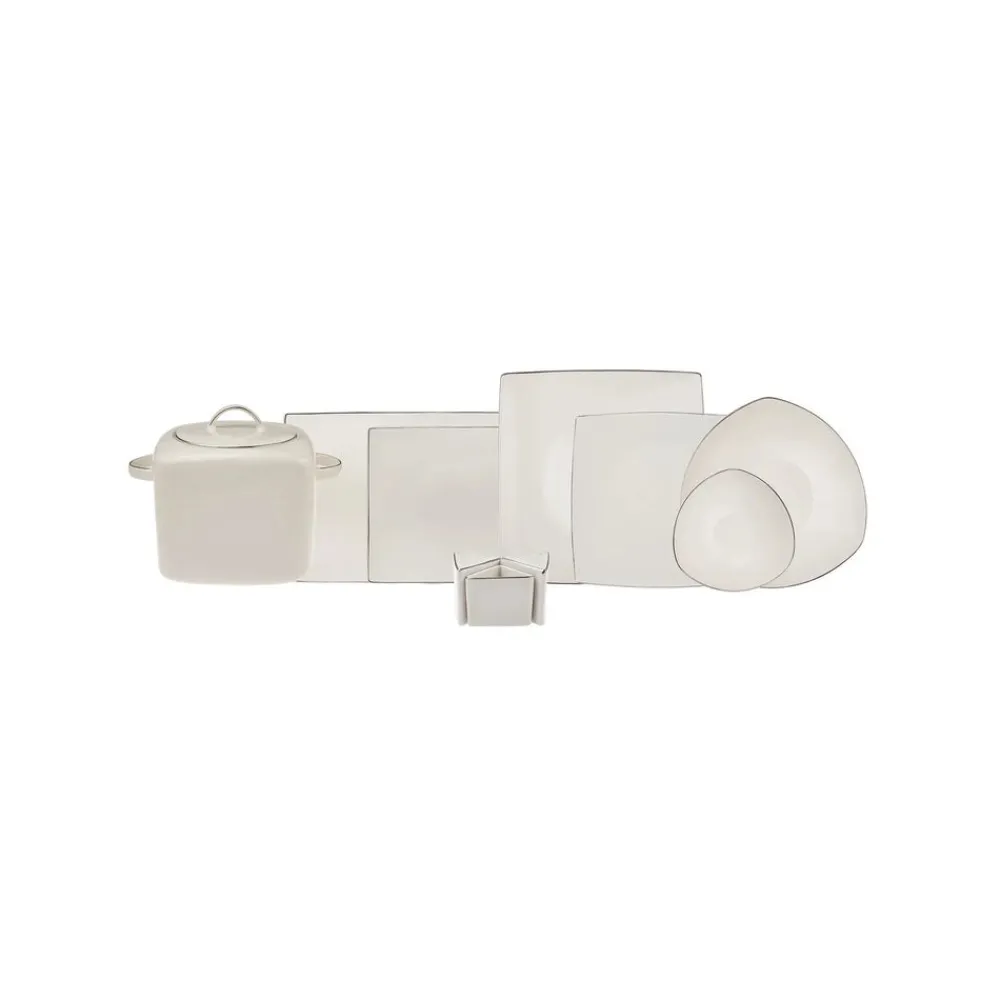 Karaca Lucia Cremegefarbenes 60 Teiliges Platin Tafelservice Für 12 Personen Platın Sale