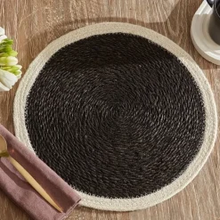 Karaca Luka Tischset aus Seegras und Jute, 37 cm, Grau Grau02