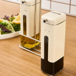 Karaca Luminous, 3-teilige Öl- und Essigflasche, Inox Creme01 Online