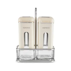 Karaca Luminous, 3-teiliger Salz- und Pfefferstreuer, Creme Creme01 Online
