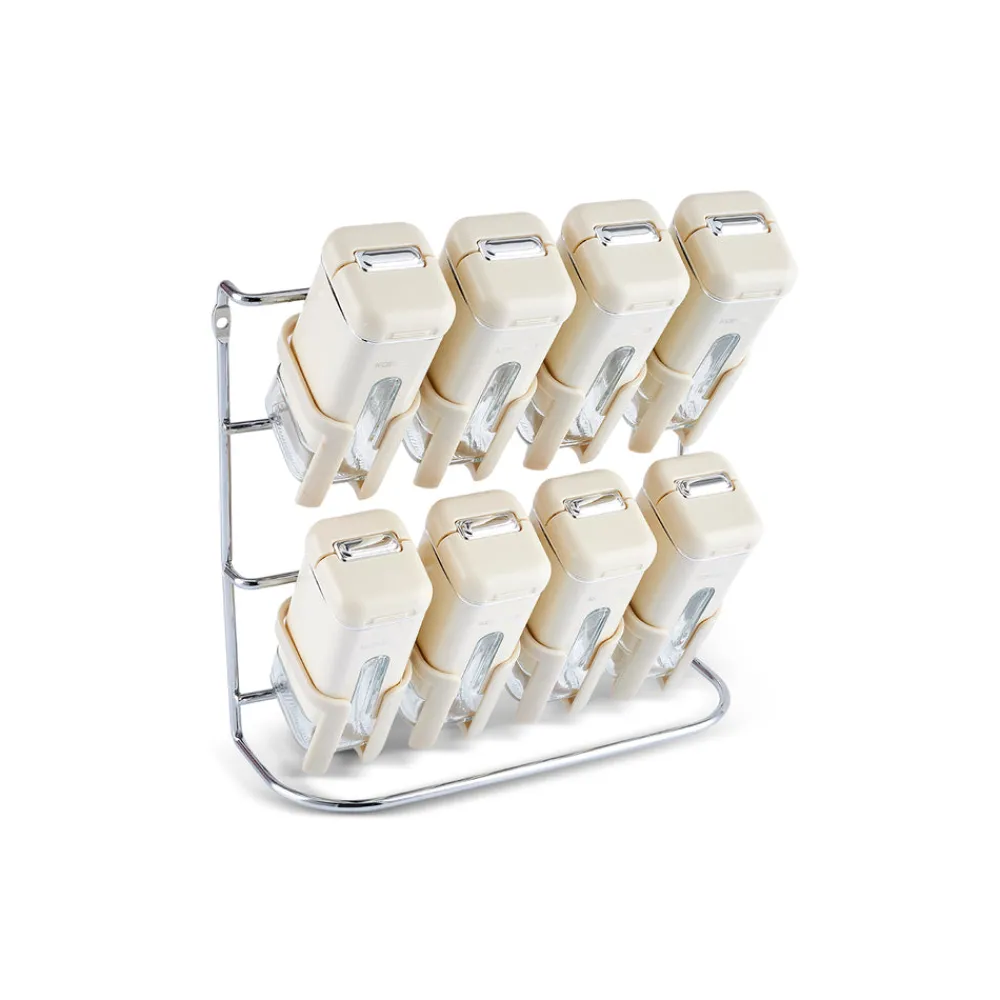 Karaca Luminous, 9-teiliges Gewürzgläser-Set, Creme Creme01