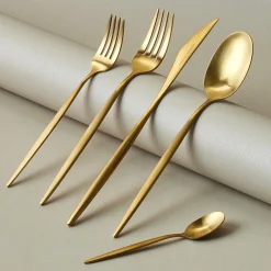 Karaca Lızbon Matte Gold 6-Personen 30-teiliges Besteckset Hot