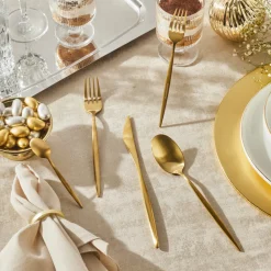 Karaca Lızbon Matte Gold 6-Personen 30-teiliges Besteckset Hot