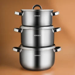 Karaca Magnus XLarge 6-teiliges Edelstahl-Topfset mit Induktionsboden Sale