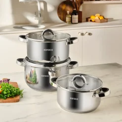 Karaca Magnus XLarge 6-teiliges Edelstahl-Topfset mit Induktionsboden Sale