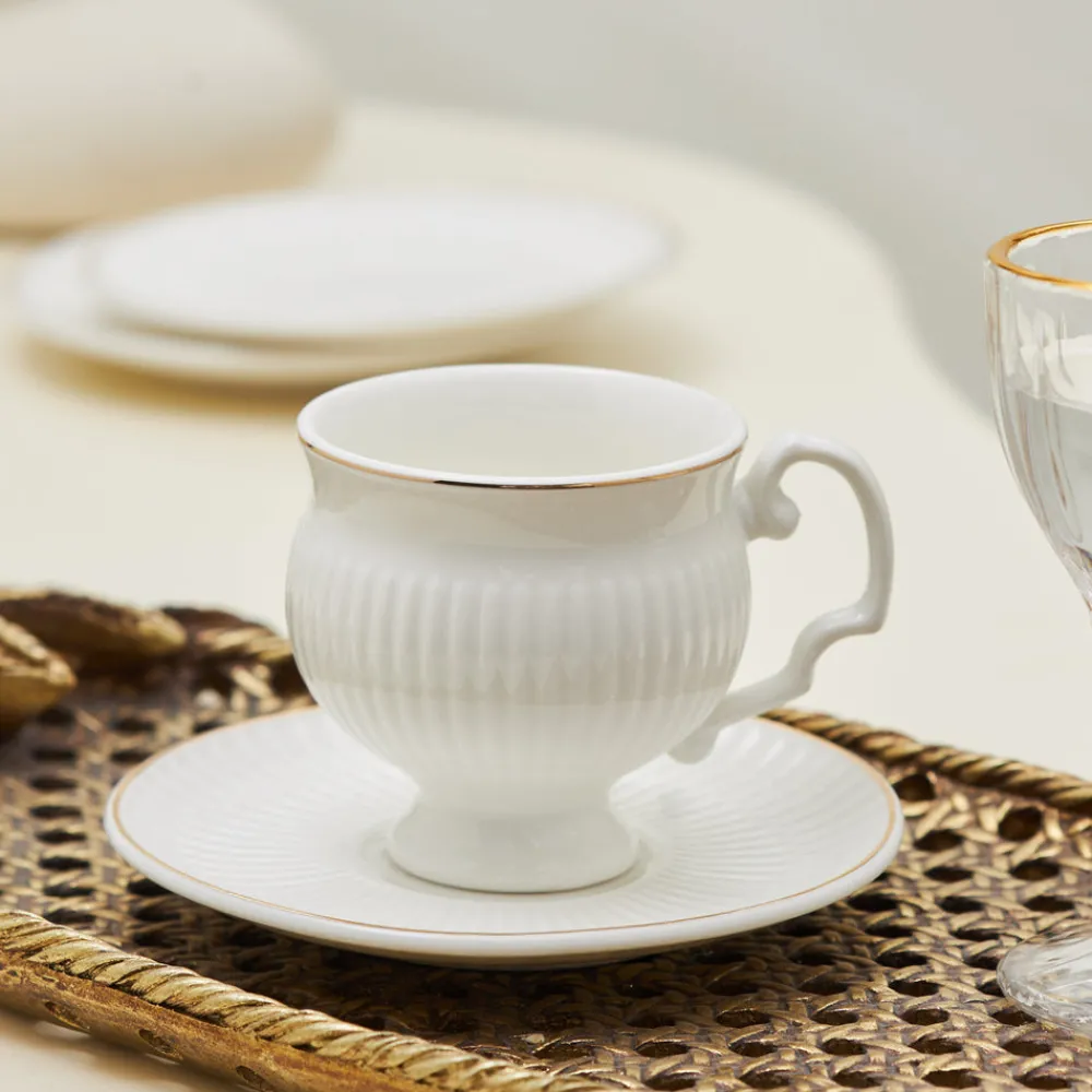 Karaca Malta Kaffeetassen-Set, 6 Personen, 100 ml Weıß01 New