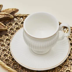 Karaca Malta Kaffeetassen-Set, 6 Personen, 100 ml Weıß01 New