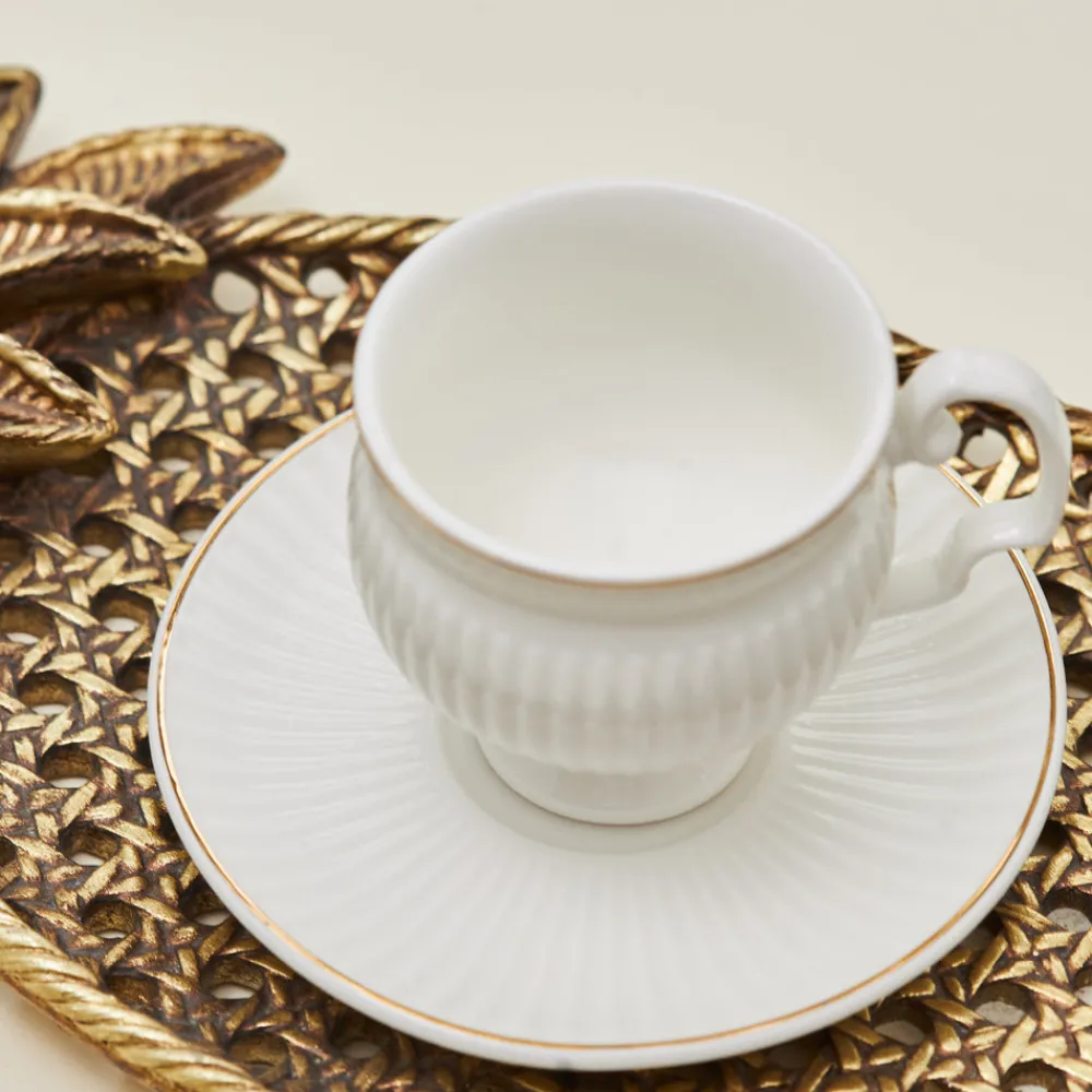 Karaca Malta Kaffeetassen-Set, 6 Personen, 100 ml Weıß01 New