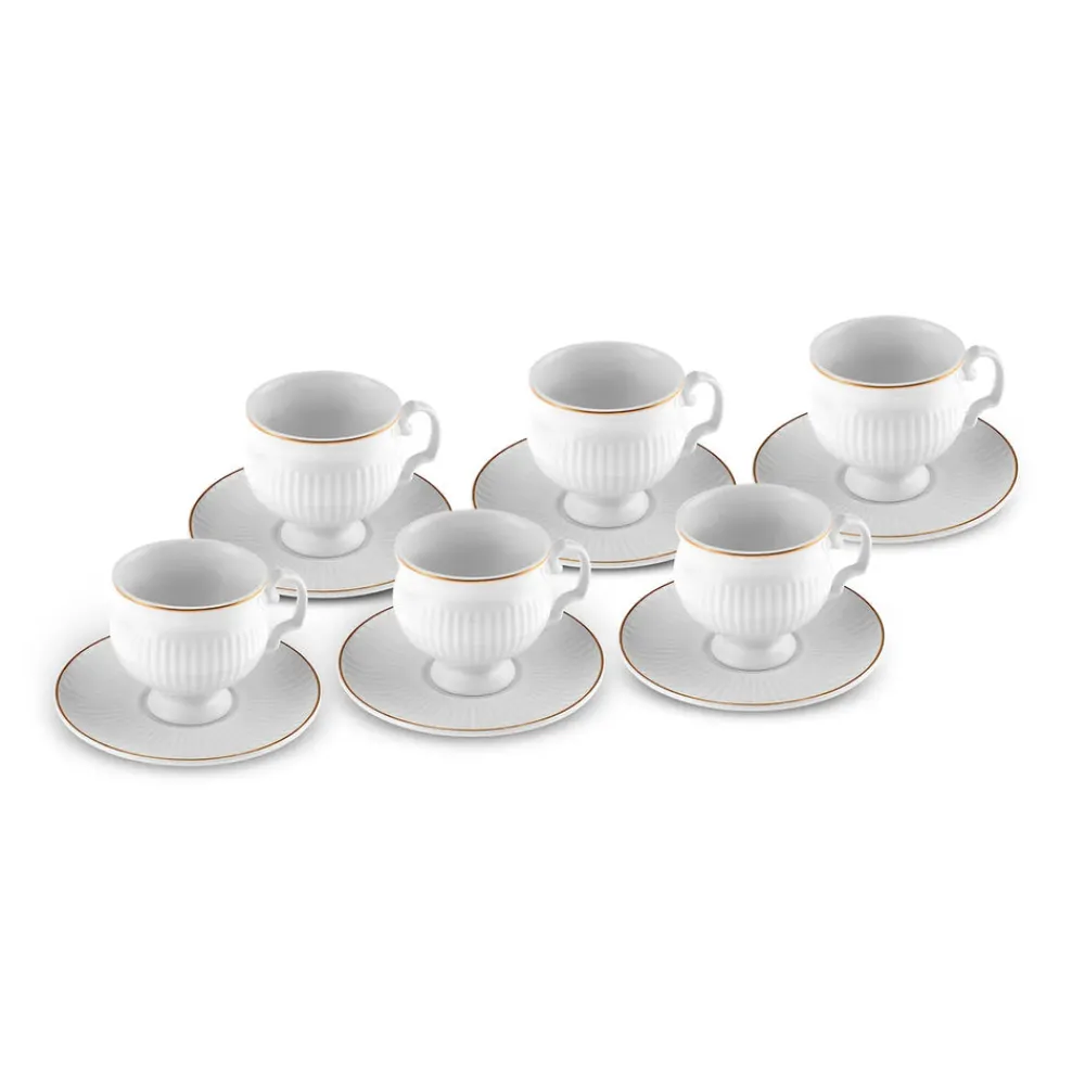 Karaca Malta Kaffeetassen-Set, 6 Personen, 100 ml Weıß01 New
