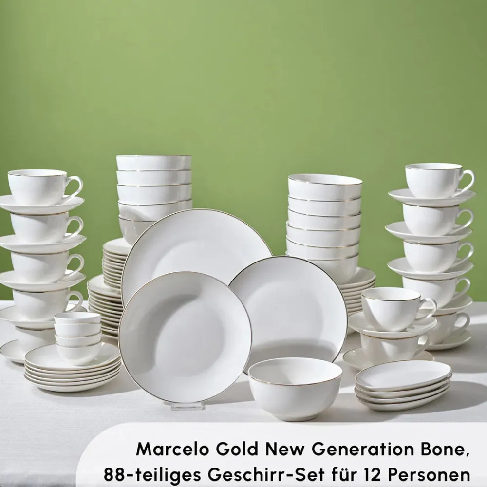 Karaca Marcelo Geschirr und Frühstücks Set, 88 Teilig Gold Best