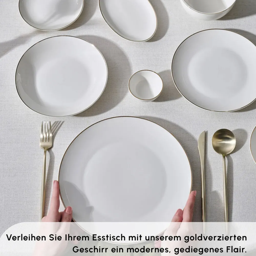 Karaca Marcelo Geschirr und Frühstücks Set, 88 Teilig Gold Best