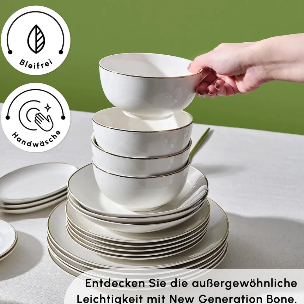 Karaca Marcelo Geschirr und Frühstücks Set, 88 Teilig Gold Best