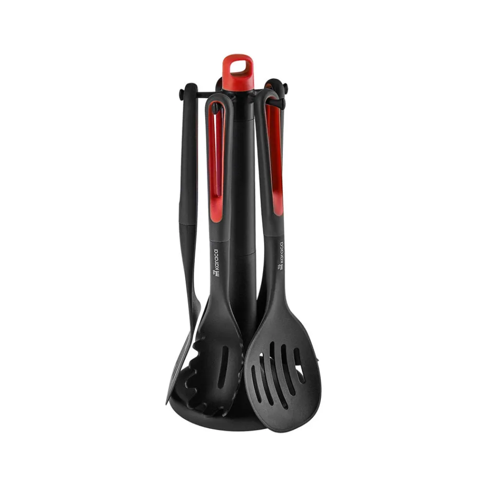 Karaca Marco Rot 6-teiliges Service-Set mit Ständer Rot02 Clearance