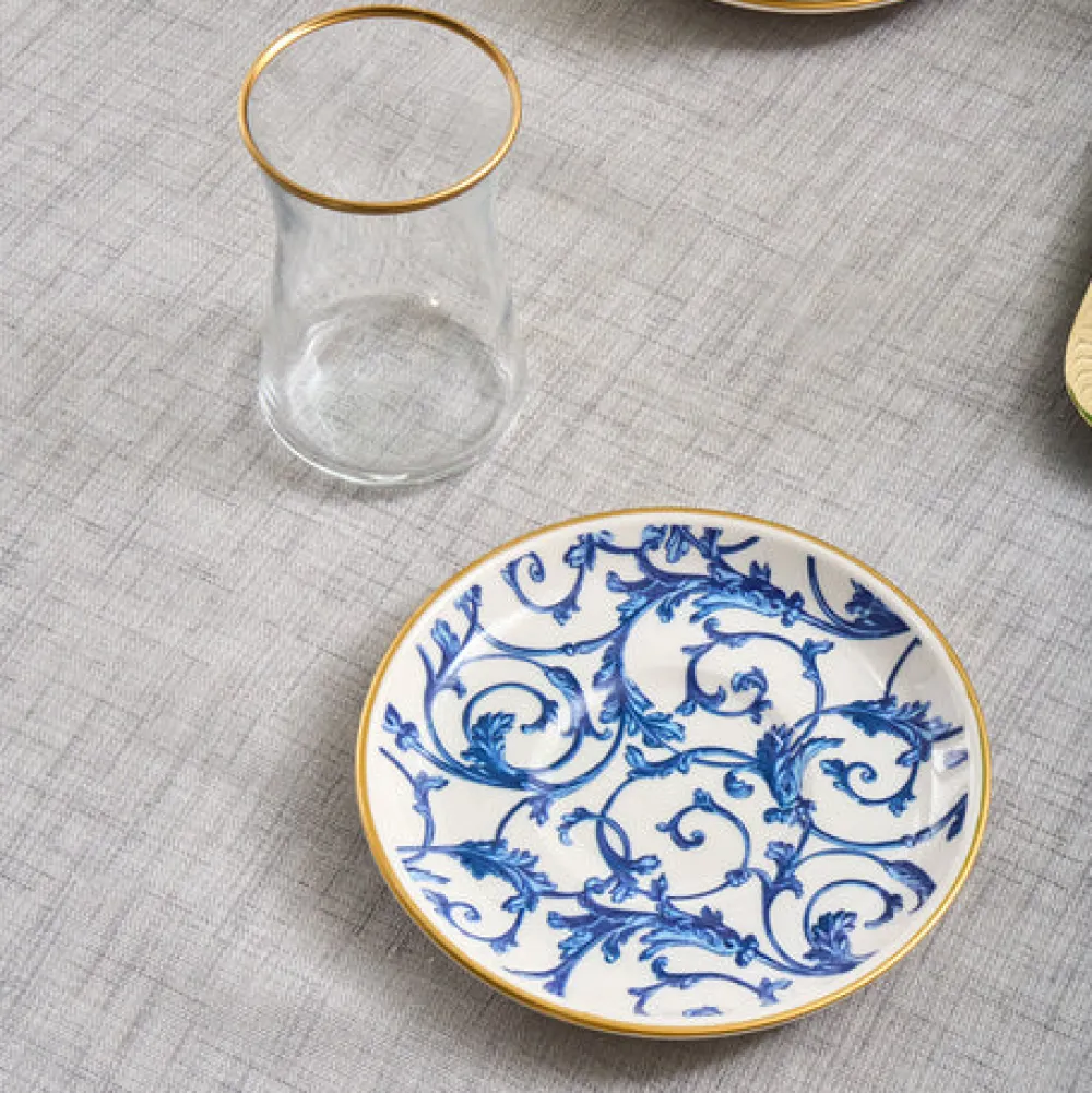 Karaca Mare 12-teiliges Glas-Türkisches Tee-Set für 6 Personen, 170 ml, Transparent Blau01