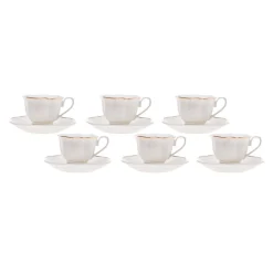 Karaca Margaret Kaffeetassen für 6 Personen Weıß01 Sale