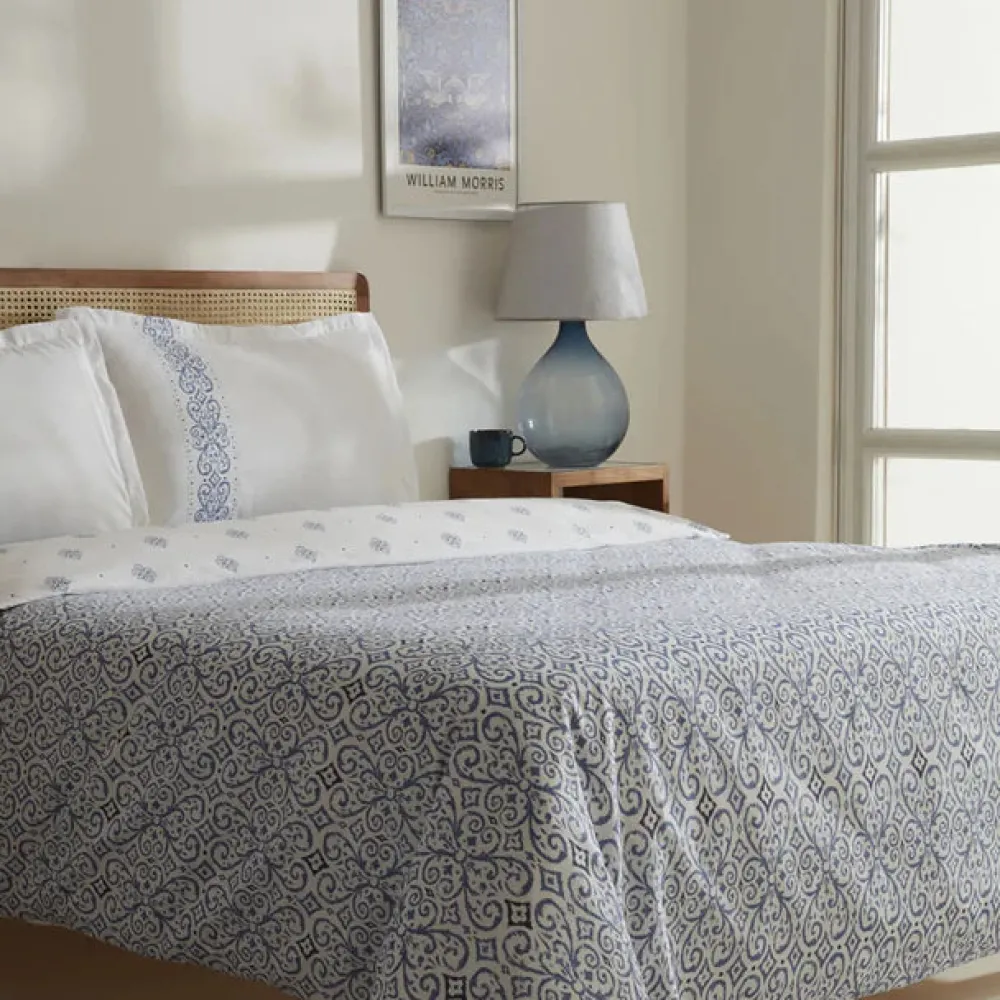 Karaca Marino Bettwäsche-Set aus 100 % türkischer Baumwolle, Doppelbett, Blau Outlet
