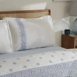 Karaca Marino Bettwäsche-Set aus 100 % türkischer Baumwolle, Doppelbett, Blau Outlet