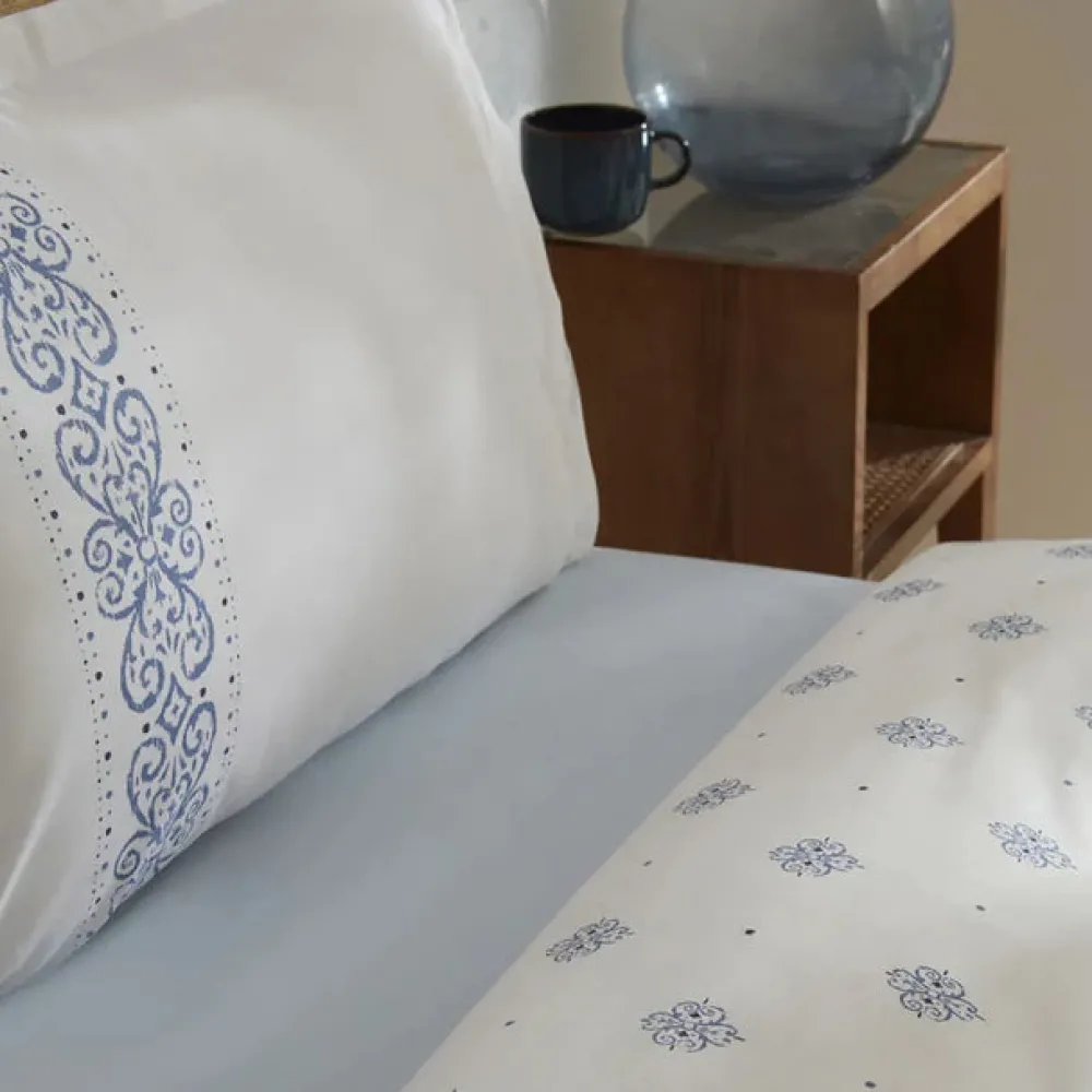 Karaca Marino Bettwäsche-Set aus 100 % türkischer Baumwolle, Doppelbett, Blau Outlet