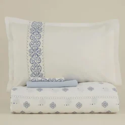 Karaca Marino Bettwäsche-Set aus 100 % türkischer Baumwolle, Doppelbett, Blau Outlet