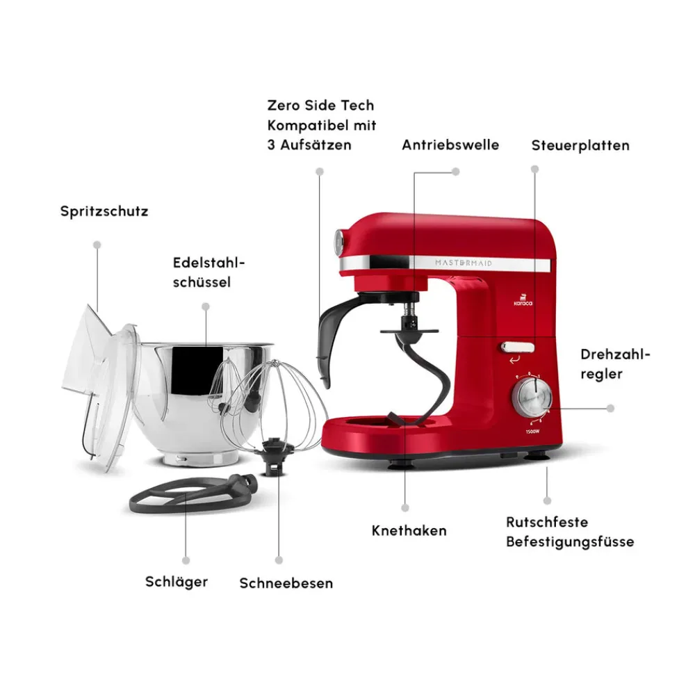 Karaca Mastermaid Chef Pro Doppelarm Küchenchef Imperial Rot, 5L, 1500W Kırschrot Outlet