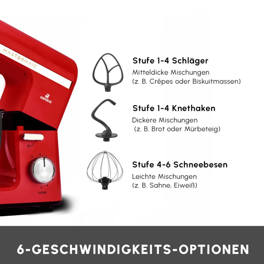 Karaca Mastermaid Chef Pro Doppelarm Küchenchef Imperial Rot, 5L, 1500W Kırschrot Outlet