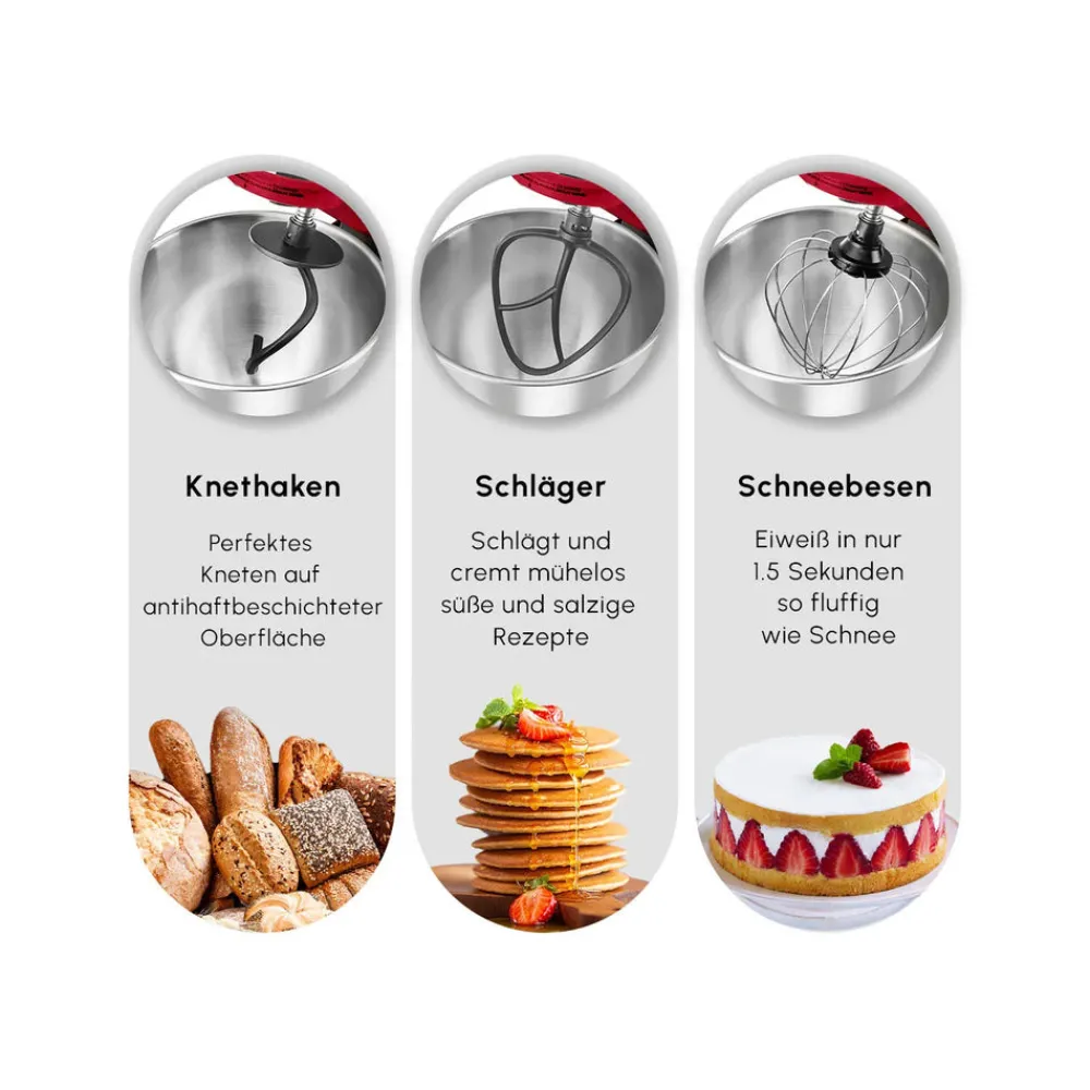 Karaca Mastermaid Chef Pro Doppelarm Küchenchef Imperial Rot, 5L, 1500W Kırschrot Outlet