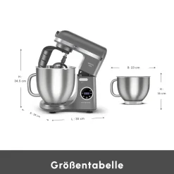 Karaca Mastermaid Chef Ultra D2000W Küchenmaschine mit Digitaldisplay Galaxy Grey 7L New