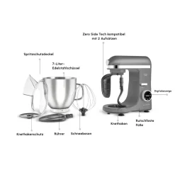 Karaca Mastermaid Chef Ultra D2000W Küchenmaschine mit Digitaldisplay Galaxy Grey 7L New