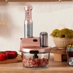 Karaca Mastermaid Küchenroboter aus Stahlglas, Langer Mixer 8 ın 1, 2500 W, Rosegold Hot