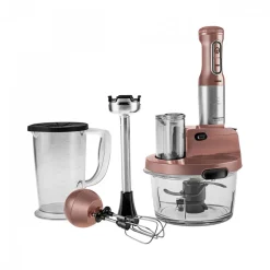 Karaca Mastermaid Küchenroboter aus Stahlglas, Langer Mixer 8 ın 1, 2500 W, Rosegold Hot