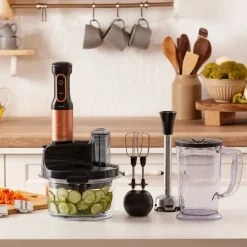 Karaca Mastermaid Küchenroboter aus Stahlglas, Langer Mixer 8 ın 1, 2500 W, Black Copper Schwarz Kupfer Discount