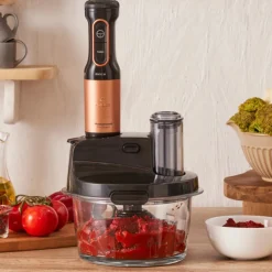 Karaca Mastermaid Küchenroboter aus Stahlglas, Langer Mixer 8 ın 1, 2500 W, Black Copper Schwarz Kupfer Discount