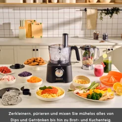 Karaca Mastermaid Power Max 11 in 1 Küchenroboter, Schwarz-Silber Matt, 2500 W Schwarz Sılber Clearance