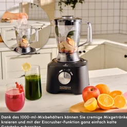 Karaca Mastermaid Power Max 11 in 1 Küchenroboter, Schwarz-Silber Matt, 2500 W Schwarz Sılber Clearance