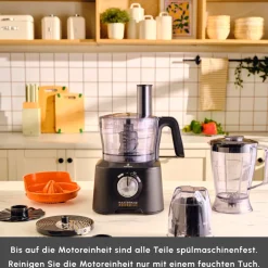 Karaca Mastermaid Power Max 11 in 1 Küchenroboter, Schwarz-Silber Matt, 2500 W Schwarz Sılber Clearance