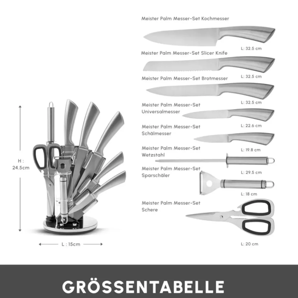 Karaca Meister Bremen Deutscher Stahl 9-teiliges Messerset Inox