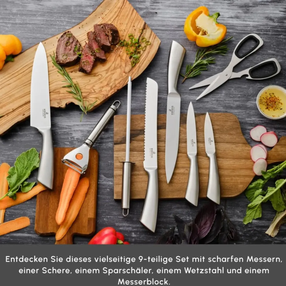 Karaca Meister Bremen Deutscher Stahl 9-teiliges Messerset Inox