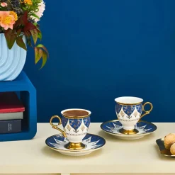 Karaca Merve 2-teiliges Kaffeetassenset für 2 Personen, 100 ml Blau01 Online
