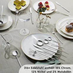 Karaca Mild 84-teiliges 316+ Premium Besteckset für 12 Personen Platın Outlet