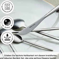 Karaca Mild 84-teiliges 316+ Premium Besteckset für 12 Personen Platın Outlet