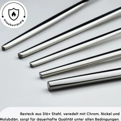 Karaca Mild 84-teiliges 316+ Premium Besteckset für 12 Personen Platın Outlet