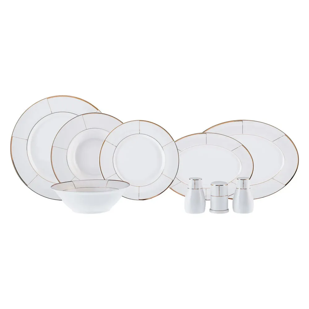 Karaca Millie New Generation Bone Geschirr-Set 56 teiliges für 12 Personen Gold Hot