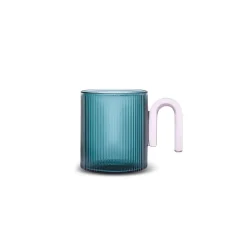 Karaca Miracle Blau Tasse, Rosa Henkel Blau01 New