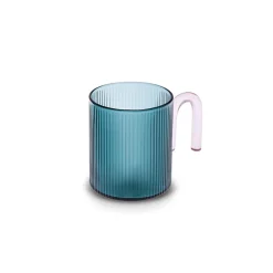 Karaca Miracle Blau Tasse, Rosa Henkel Blau01 New