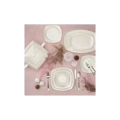 Karaca Mixed Platin Tafelservice- Set, 60- teilig Weıß01 Clearance