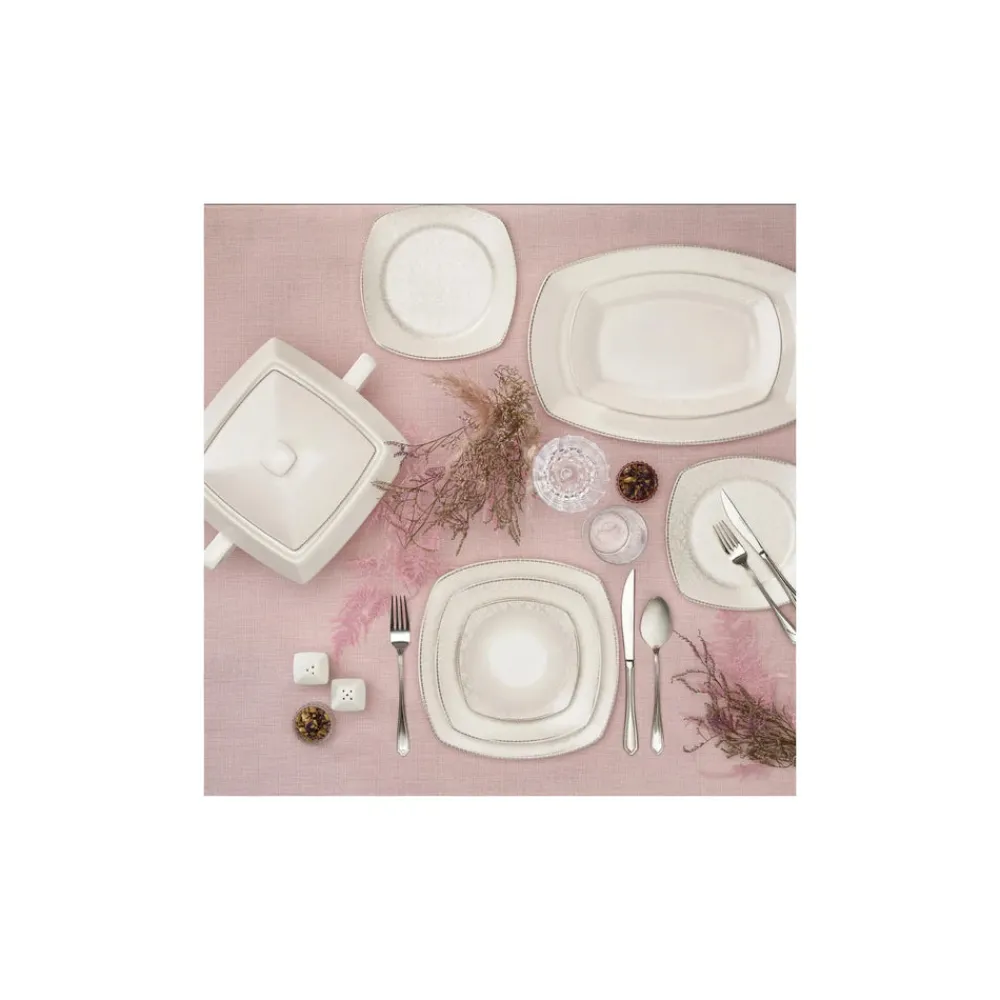 Karaca Mixed Platin Tafelservice- Set, 60- teilig Weıß01 Clearance