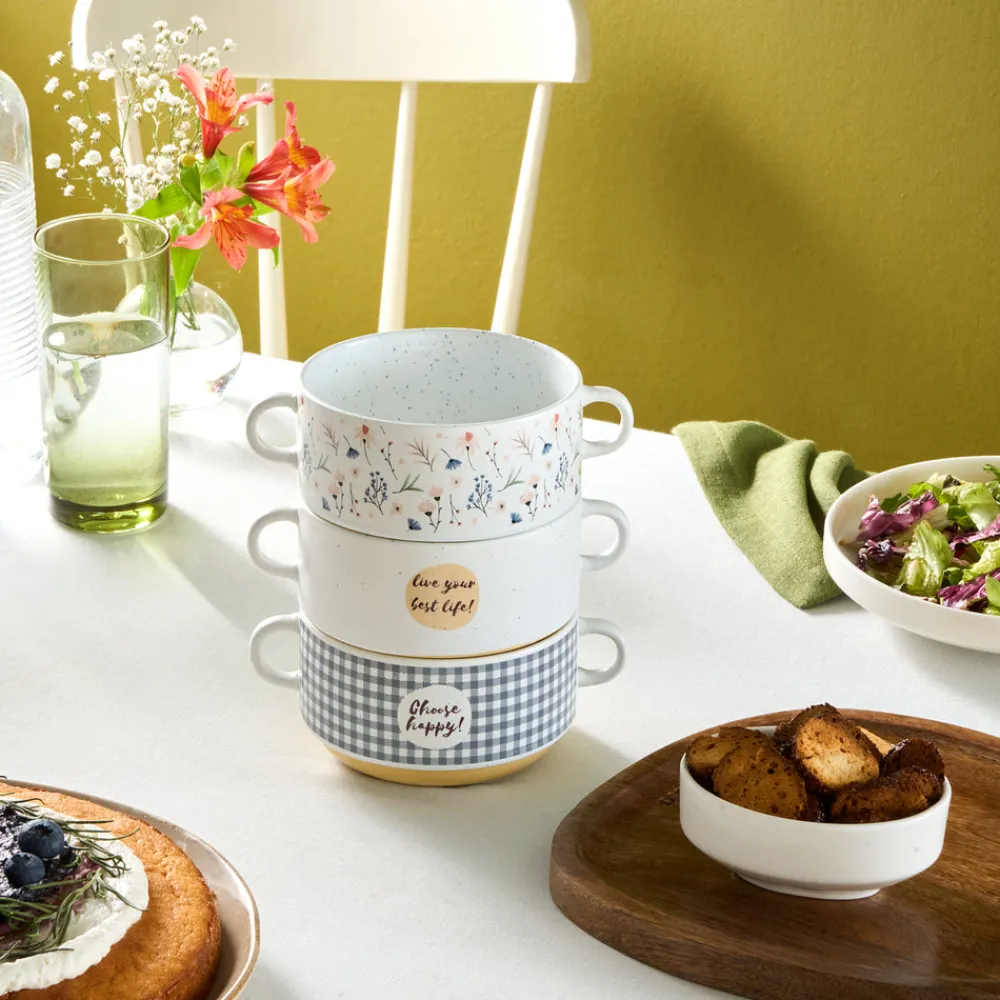 Karaca Monet Flower Suppenschalen-Set, 3-teilig, 460 ml Multıfarben Sale
