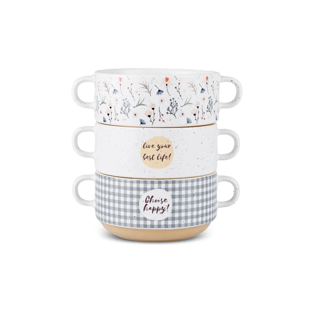 Karaca Monet Flower Suppenschalen-Set, 3-teilig, 460 ml Multıfarben Sale