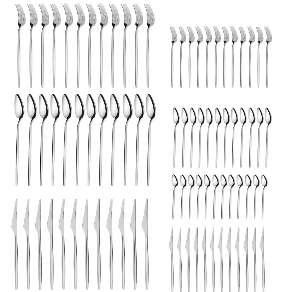 Karaca Moongate 316+ 84-Teiliges Premium Besteckset für 12 - In Box Platın Discount